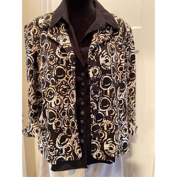 Dress Barn Women's Large Top / Button Down Collared Jacket w Shoulder Pads New - Picture 1 of 3